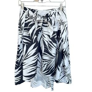 Who What Wear Skirt Womens Size 6 Black White Hi Low‎ Tropical Lined Full Lined